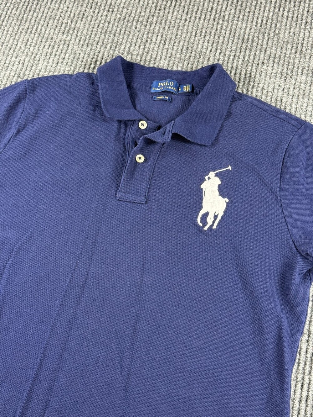 Polo Ralph Lauren Polo Womens L Skinny Fit Navy White Big Pony Preppy